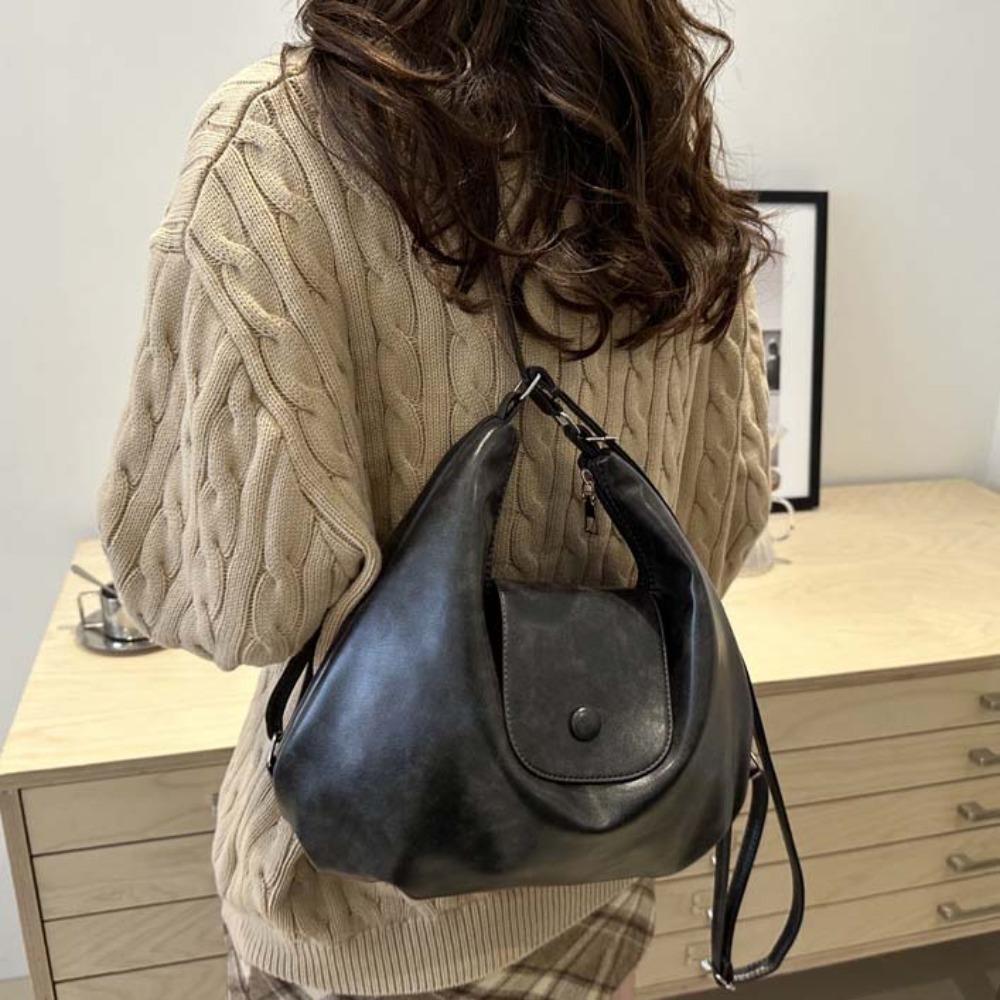 Large Capacity PU Hobo Bag Anti-splash Water Texture Handbag Classic French Underarm Bag Work