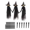K1AE Halloween Decorations Outdoor Large Light Up Holding Hands Screaming Witches Scary Decor for Home Outside Yard Lawn Garden