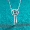 Yinbaichuan S925 Silver Moissanite Tassel Necklace for Women - Simple, Versatile Clavicle Pendant