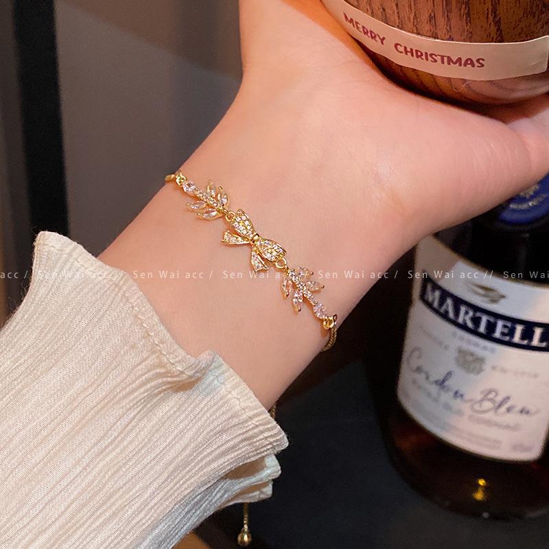 Bow zircon flower bracelet femininity bracelet super fairy hand
