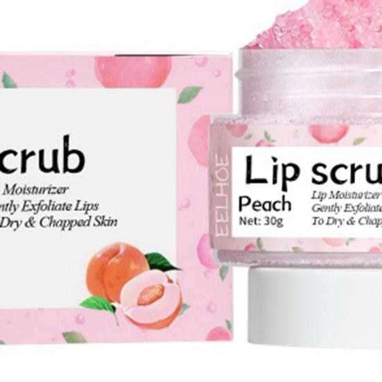 Lipstick Nourishing Lip Scrub 30g Exfoliating Lip Mask for Night Repair Strawberry Orange Honey Peach Flavors Natural Lip Care for Dry Peeling Lips