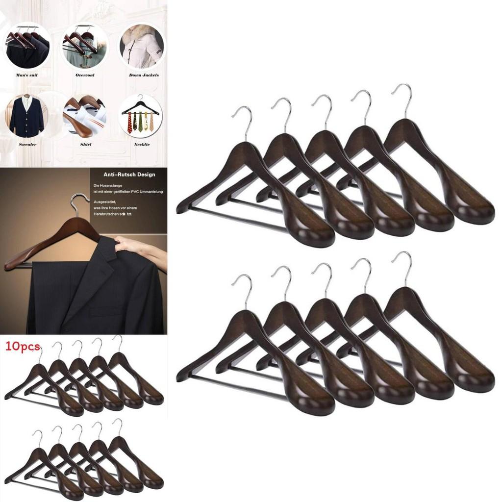 Wooden Clothes Hangers Set With Thickened Nonslip Design For Hotel And Closet Storage