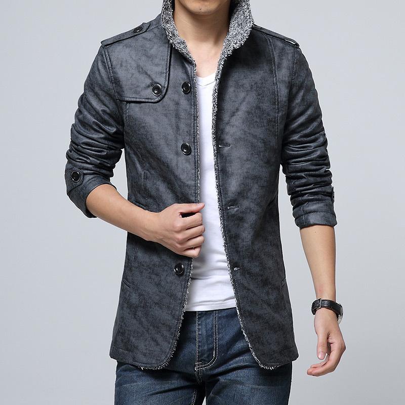 Autumn Winter Wear Resistant Men Jacket Faux Leather Men Jacket Lapel for Men Plus Size
