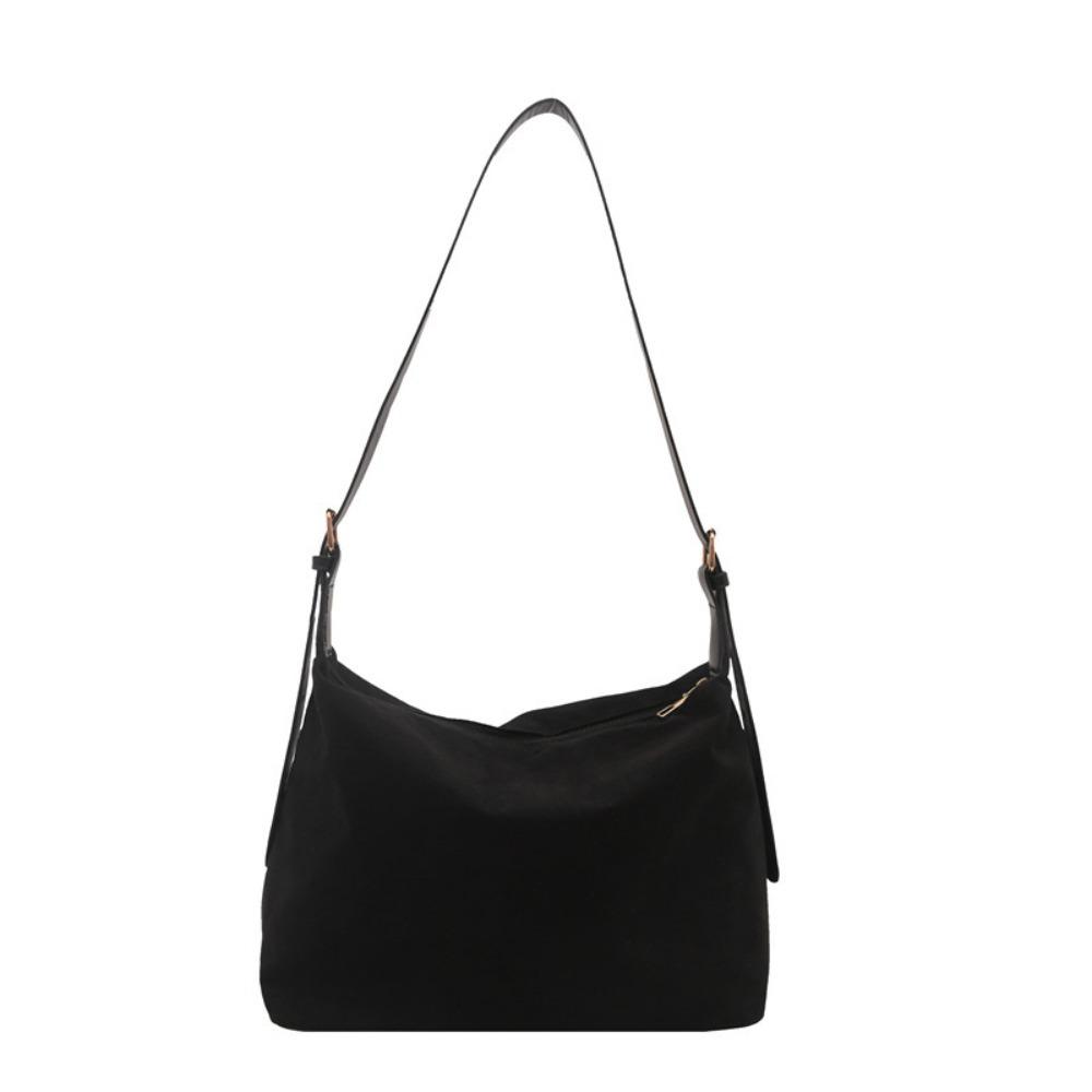 Classic Faux Suede Shoulder Bag Zipper Adjustable Strap Pillow Bag With Inner Pocket Women Handbag Women