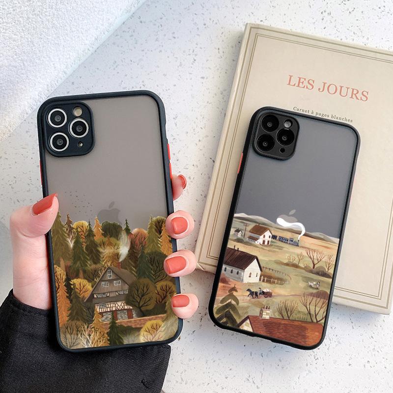 Retro Rural Scenery Phone Case For iphone X XS XR Back Cover For iPhone 16 15 14 Plus 17 16 15 14 12 13 11 Pro MAX Mini Cover