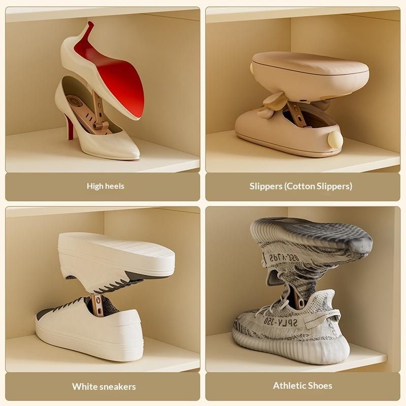 10pcs Home Self-contained Aromatherapy Box Retractable Shoe Storage Rack Adjustable Double-layer Shoe Hanger Partition Artifact