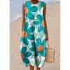 Summer new sleeveless pocket casual printing temperament long dress dress slim dress