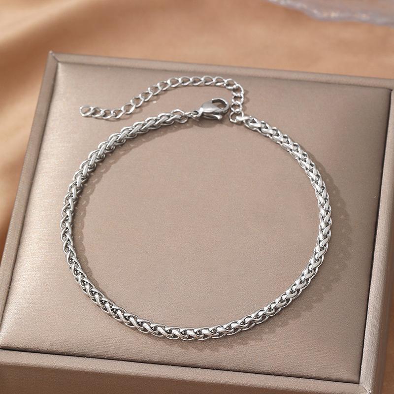 Stainless Steel Cuban Chain Bracelets for Men Hip-Hop Punk Style Twisted Adjustable Simple Thin Chain Unisex Jewelry Accessories