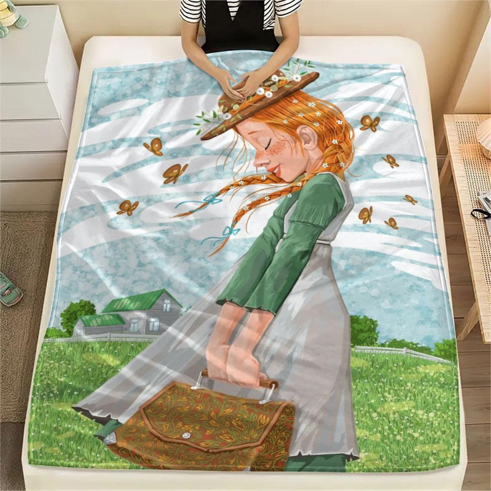 Anne Printed Flannel Blanket, soft throw for bedroom sofa, washable, Christmas present, great gift.