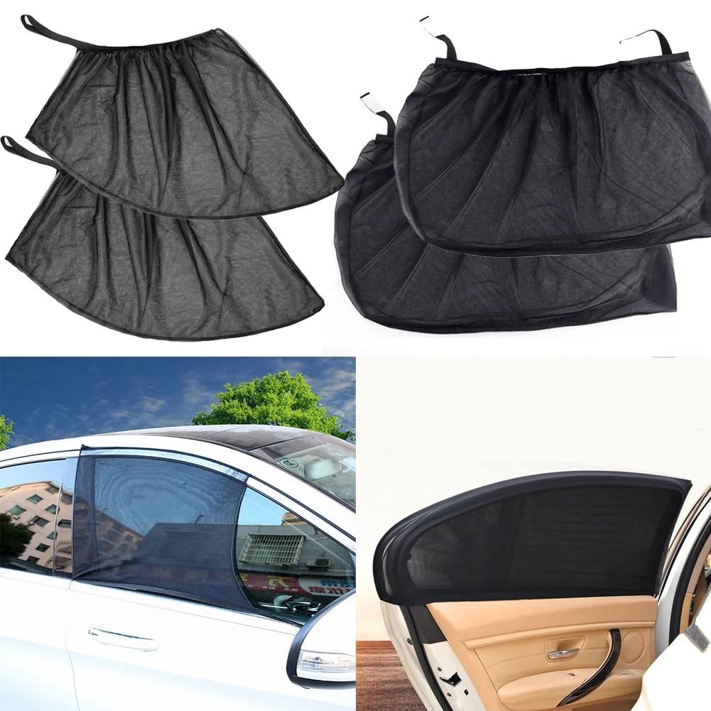 2PCS Car Window Screen Door Covers Front/Rear Side Window UV Sunshine Cover Shade Mesh Car Mosquito Net For Baby Child Camping