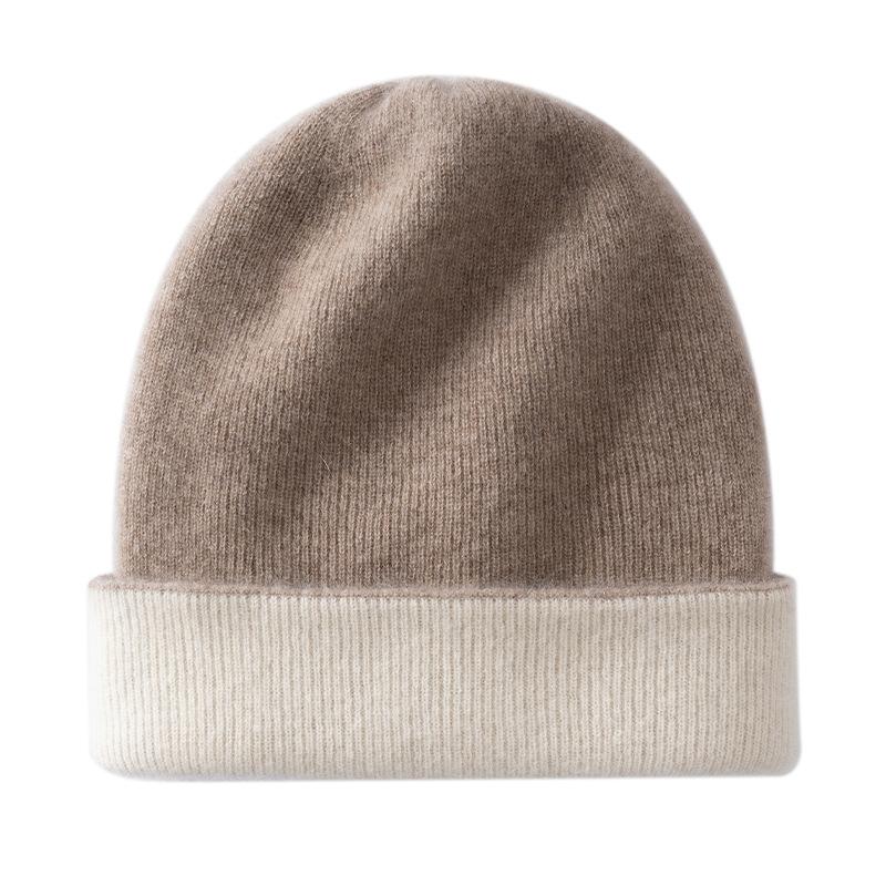 New Cashmere Hat% Pure Cashmere New Color Matching Warm Bag Head Ear Protection Knitted Hat