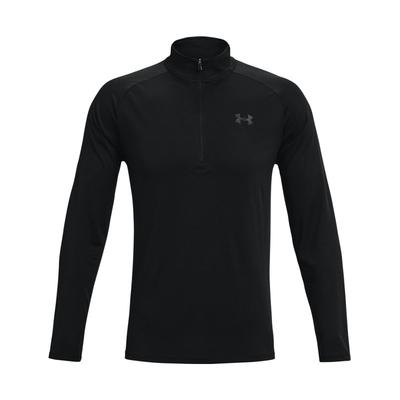 Solid Color Half-Zip Running Training Fitness Long Sleeve T-Shirt Men Tops Black 1328495-001