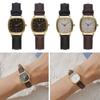 Square Minimalist Quartz Watch Women Petite Wrist Retro Synthetic Leather Strap