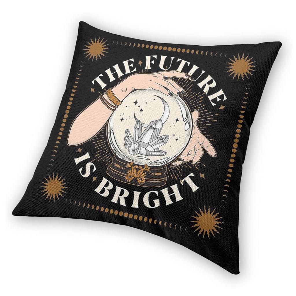 Future Is Bright Crystal Ball Square Pillowcase Polyester Linen Velvet Creative Zip Decorative Pillow Case Sofa Cushion Cover