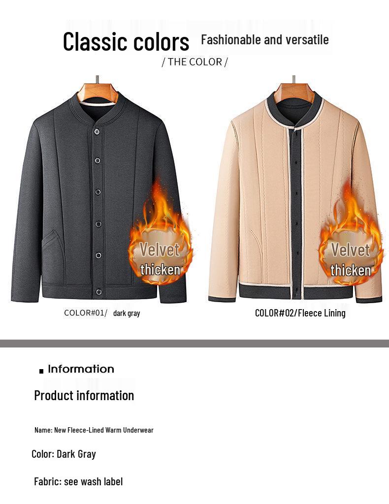 Winter Plus Velvet Grandpa Style Cotton Jacket for Seniors