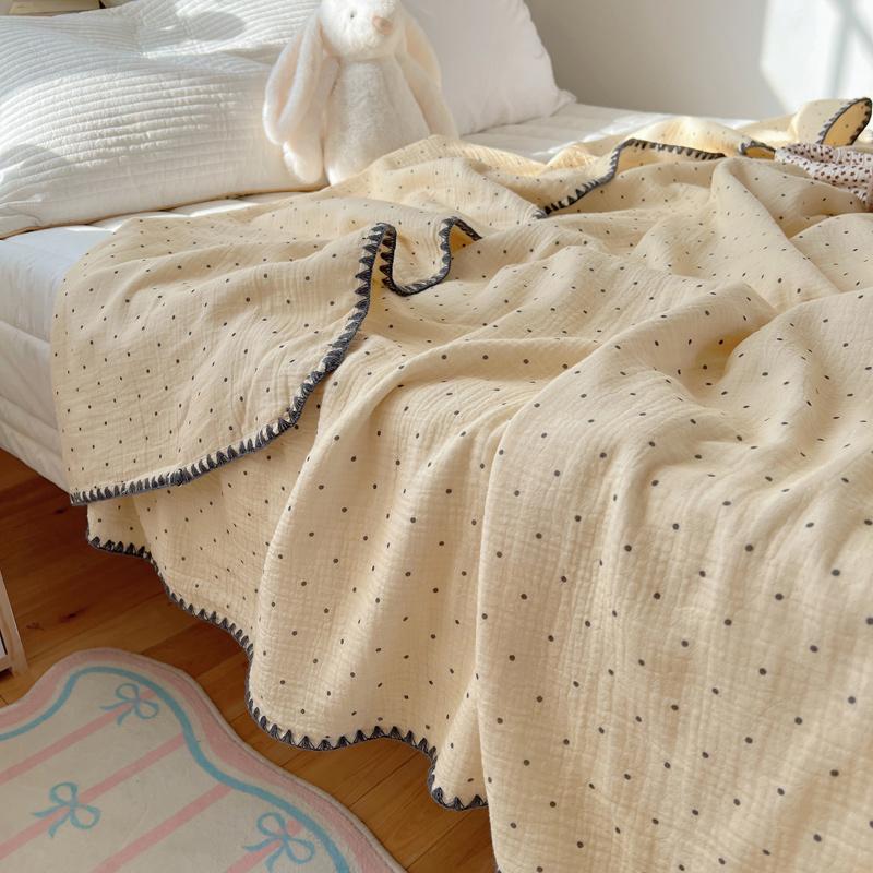100% Cotton Blanket INS Style Pure Cotton Crepe Yarn Summer Blanket Single/Queen/King Size Cartoon Quilt for Kids Soft Plaids