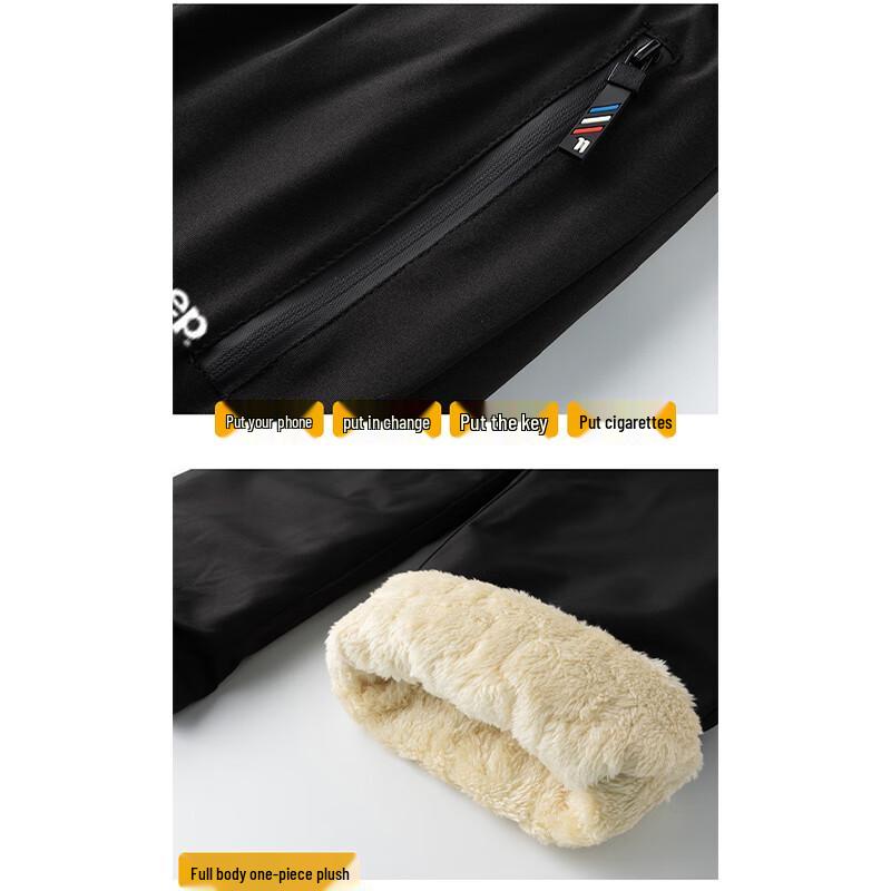 Jeep Men's Autumn/Winter Fleece-Lined Straight-Leg Casual Pants