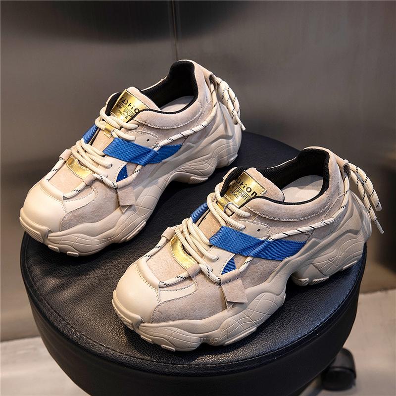 

Absorbent sole dad shoes women s ins spring 2025 new thick-soled casual leather women s shoes sports breathable running shoes 40 верблюд