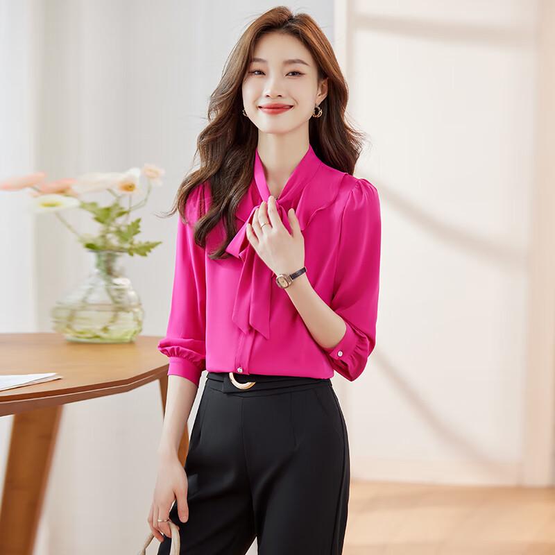 Women's Elegant Chiffon V-Neck Long Sleeve Blouse