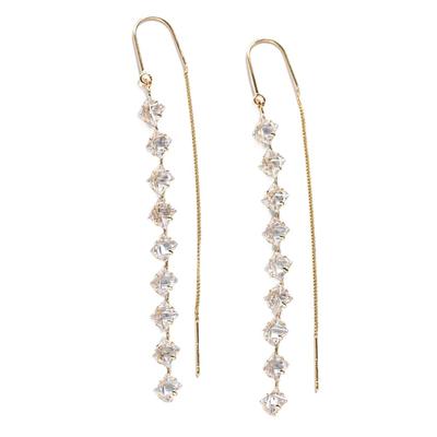 Earrings for Cubic Zirconia Swing Design 18K Gold Long Silver 925 K.L.Y Women, Earrings, RGP, Design, Simple, Feminine, Adult, Women's Earrings,