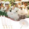 6-Piece Wedding Paper Umbrella Set, Wooden Handle White DIY Chinese Paper Umbrellas for Baby Showers, Parties, and Wedding Photography Props