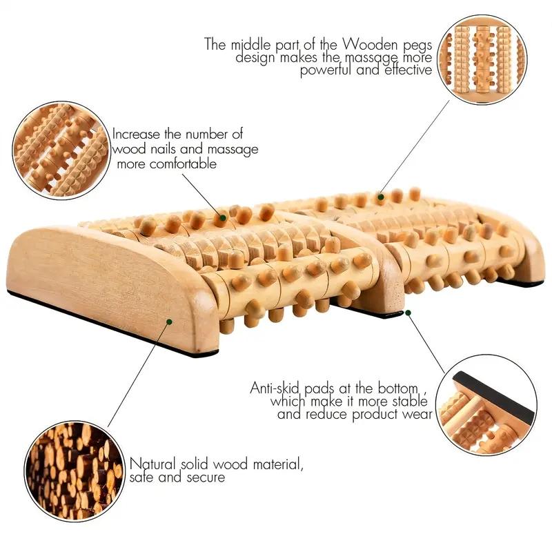 Massage Foot Roller Dual Wooden Stress Relief Roller Acupressure Massage Plantar Relaxation Shiatsu Massage for Foot Leg Back
