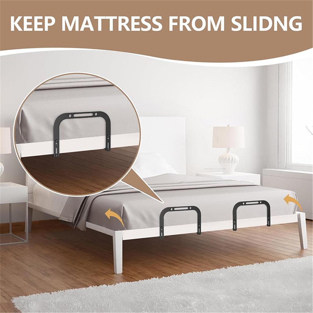Upgraded Metal Bed Frame Secure Fastener Adjustable Mattress Anti-Skid Retainer for Firm & Stable Sleeping Surface