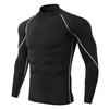 European and American Men's High Neck T-shirt Long-sleeved Fitness T-shirt Tight-fitting Sports Quick-drying T-shirt Men's Solid Color T-shirt