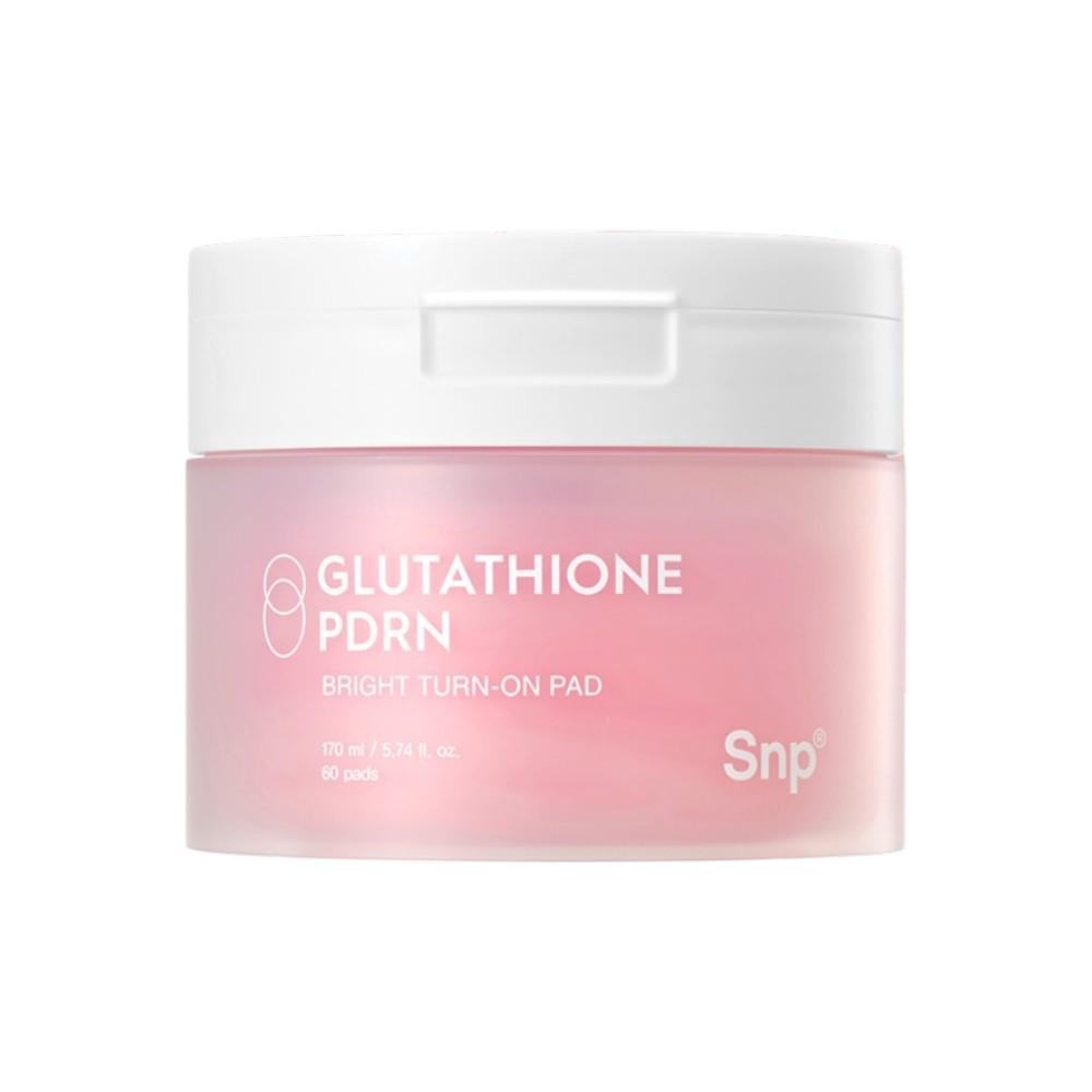 SNP Glutathione PDRN Bright Turn-On Pad 170ml (60 Pads) - 3-in-1 Blemish Care, Skin Tone Evenness & Radiance Boosting Toner Pads