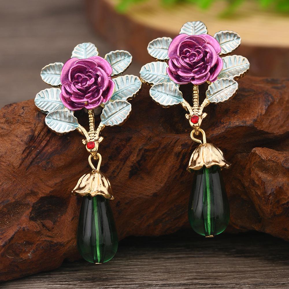 2024 Retro Crystal-Inlaid Silver Plated Earrings - Exaggerated Niche Design for Women