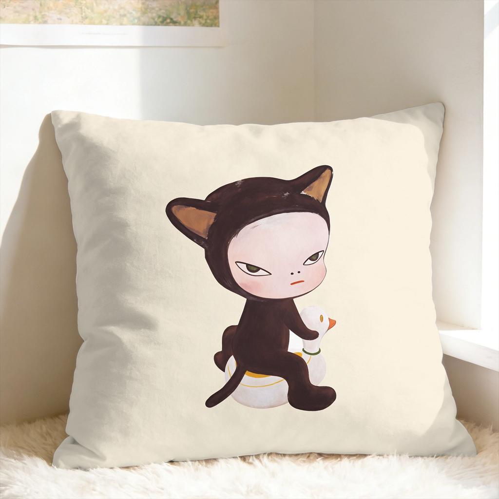 Y-Yoshitomo Nara Pillow Case Square Pillow Cover Novelty Cushion Cover For Living Room Sofa