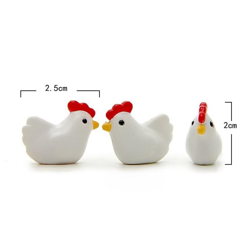 A Small and Fresh Chicken Family, A Brooding Chicken, A Hen, A Chick, An Egg Figurine, A Micro-landscape Gardening Scene Figurine