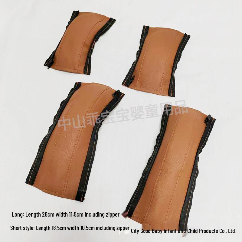 Zippered PU Leather Stroller Handle Cover - Removable & Washable Universal Accessory