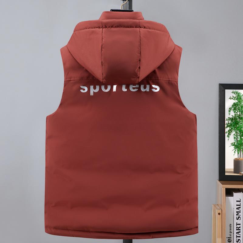 Plus Size L-5XL Fashion Winter Sleeveless Jackets Man Thick Black Outerwears Men's Warm Vest Hooded