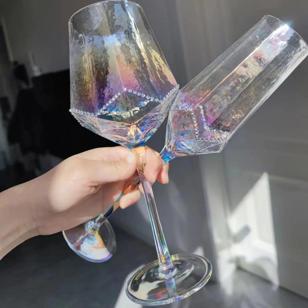 Colorful Diamonds Red Wine Glass High Appearance Level Light Luxury Crystal Red Wine Cup Antique Glass Stemware Champagne Cup