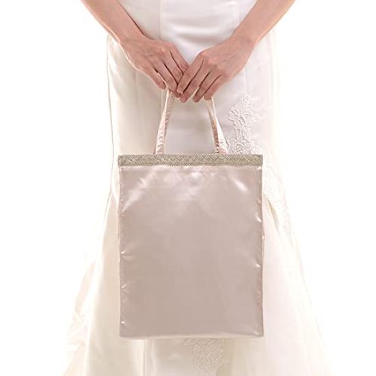 Aurora Premium Japanese-Made Satin Sub-Bag with Gusset, Fits A4 Sizes, Perfect for Weddings, Parties, Entrance Ceremonies, and Graduations (Beige)