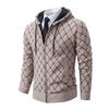 Winter Men's Cardigan Sweater with Thick Velvet and Loose Casual Hooded Knitted Jacket for Outerwear
