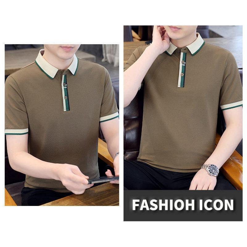 Men S Summer Short Sleeve Polo Shirt Loose Fit Breathable Top
