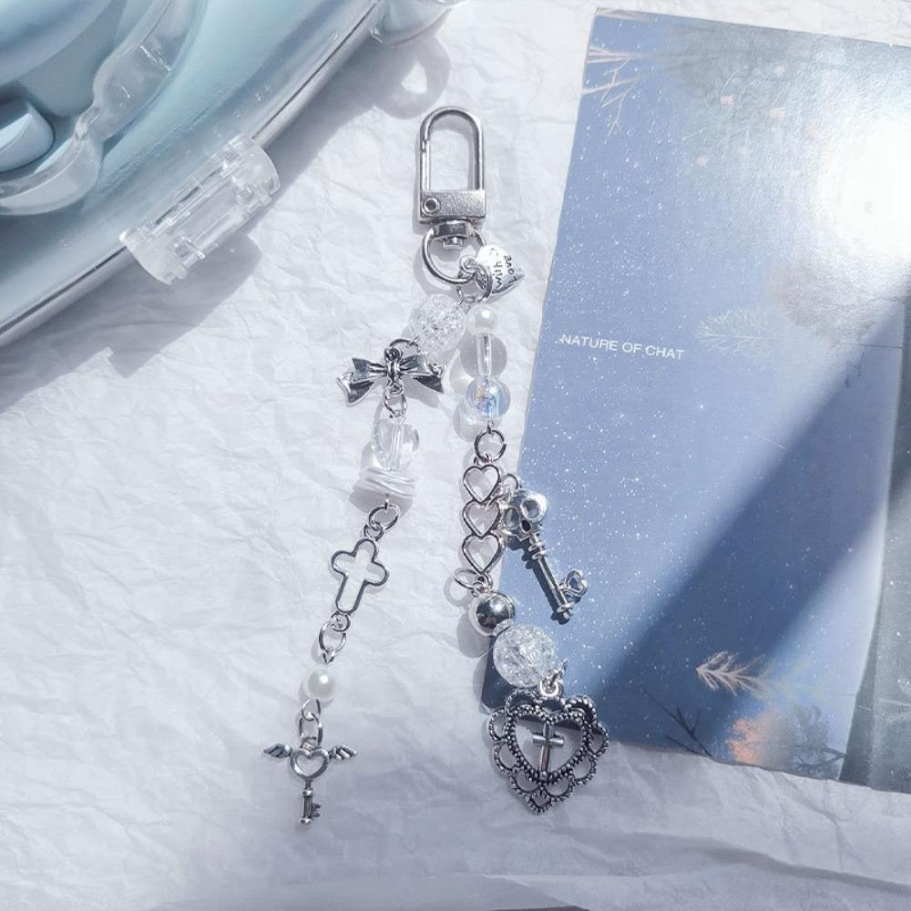 Key Chain Silver Pentagram Phone Pendant Y2k Star & Cross Phone Strap Car Key Chain