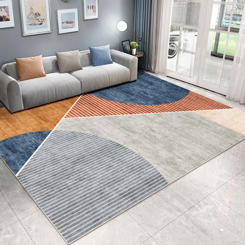 Area Mat Light Luxury Minimalist Geometric Pattern Bedroom Floor Ultra Soft Thickened Non-Slip Home Mat Easy To Clean Anti Slip Bohemian Style Rugs