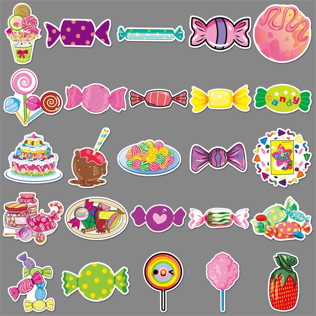 50 Colorful Candy Doodle Personalized Cartoon Children's Guka DIY Mobile Case Suitcase Stickers Waterproof