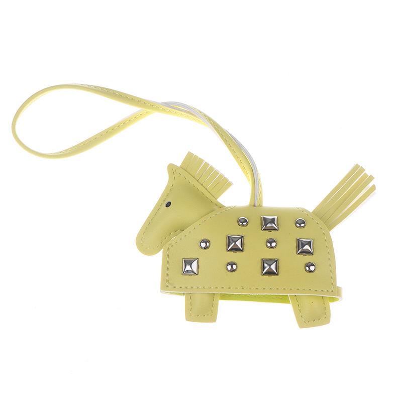 Soft Pu Leather Horse Pendant Car Key Pendant Handmade Leather War Horse Bag With Silver Rivets Leather Strap