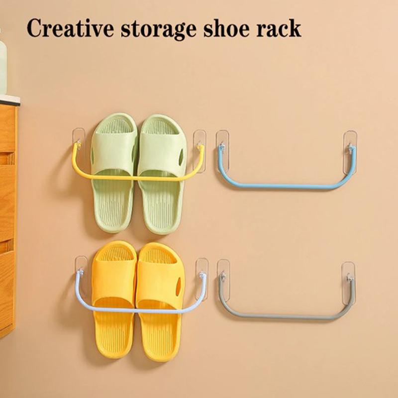 Wall Mounted Shoe Rack Foldable Shoes Hanger Slippers Drain Storage Rack Shelf