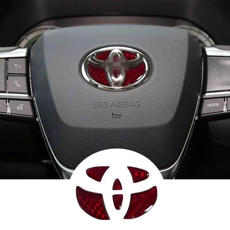 Carbon Fiber Car Steering Wheel Emblem Badge Sticker For Toyota RAV4 Hilux Aygo Yaris Ractis Corolla Camry CHR Auris Tacoma