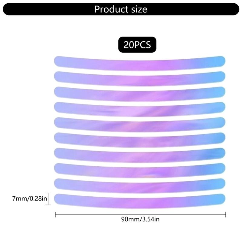 20pcs Decorative Stripe Decal Sticker Vehicle Tire Rims Night Safety Warning Sticker Car Wheel Hub Reflective Sticker