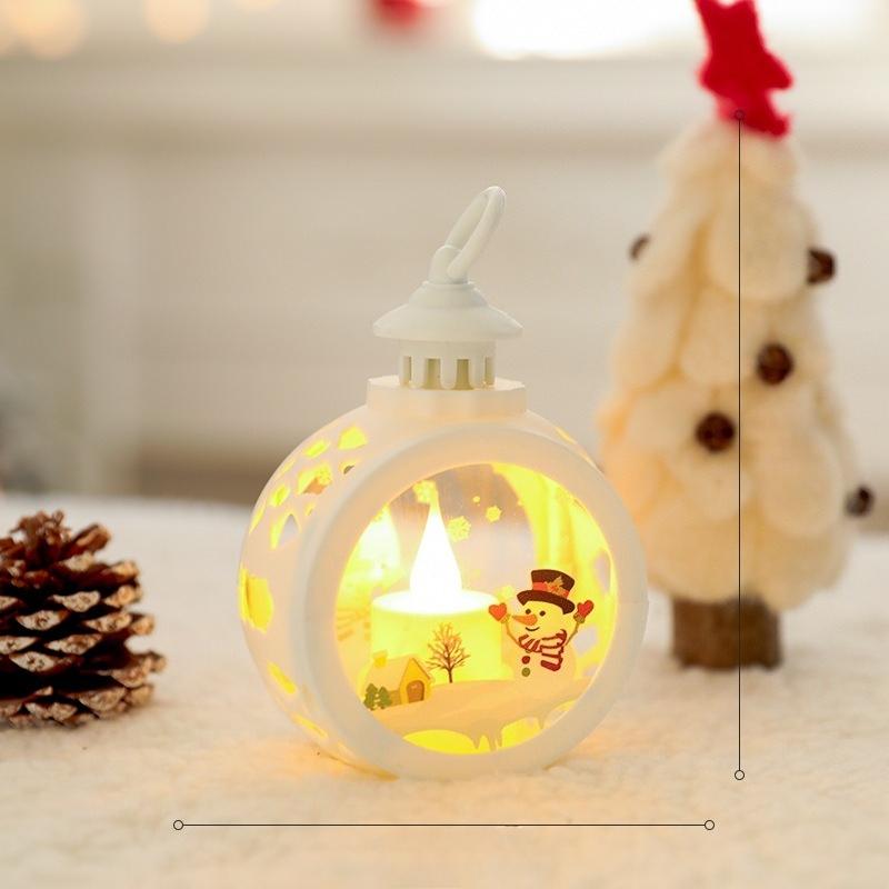 Christmas LED Candle Light Round Hanging Lantern Festive Holiday Ornament Figurine Indoor Home Christmas Party Decoration