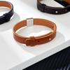 Men'S And Women'S Genuine Leather Bracelet, Simple Stainless Steel Smooth Surface Lettering Cowhide Bracelet Diy Leather Bracelet