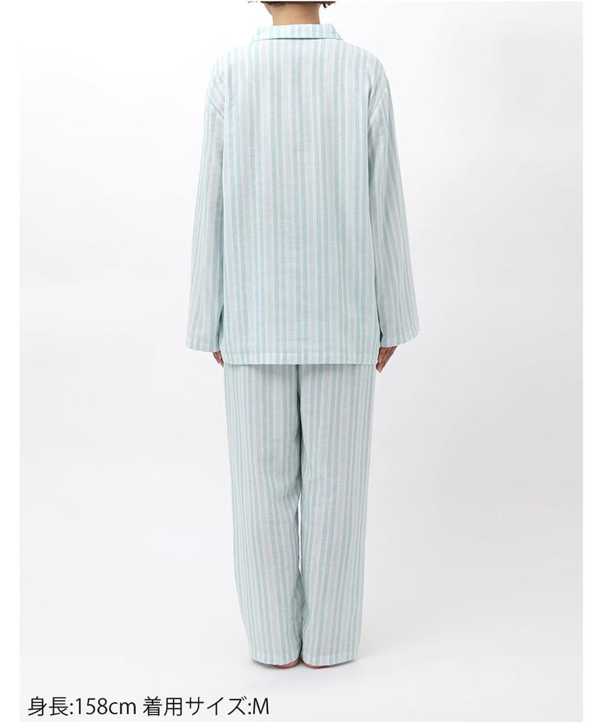 EP8070 Long Sleeve Pajamas with Cotton Double Gauze Wing/Wacoal Women's Pants, 100% (Body),