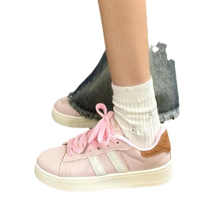 Růžové boty na brožuře, oblíbené boty pro ženy, podzimní novinka 2024, sportovní, národní tide, všestranné, ležérní, bílé boty pro ženy