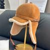 Women Fur Lamb Wool Warm Thick Earflaps Bomber Hats Girls Fur Baseball Cap Russian Unisex Hight Quality Hat Winter Leather Hat